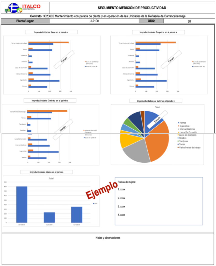 Fig. 2. Ejemplo de “dashboard” para la medición de las
improductividades